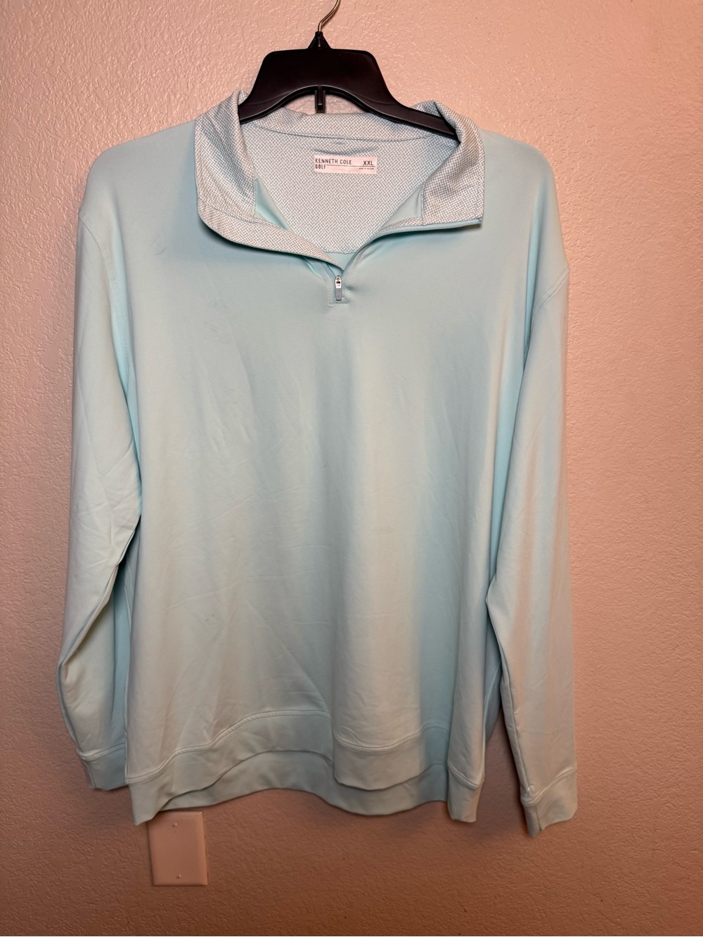 Kenneth Cole Golf XXL Men's Performance 1/4 Zip Pullover Light Blue NWT